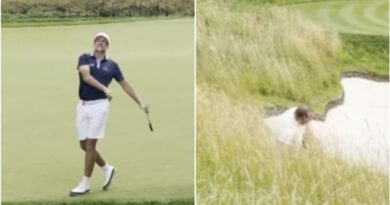 LIV Golf event takes chaotic turn as Ian Poulter sends fan hurtling towards bunker | Golf | Sport