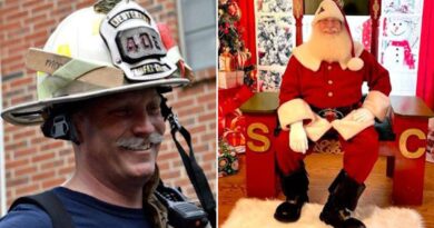 Firefighter dresses as Santa Claus to bring joy to sick kids