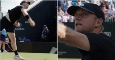 Eastbourne star rages at umpire and refuses to accept punishment for throwing racket | Tennis | Sport