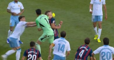 Goalkeeper who punched player in wild brawl breaks silence on incident | Football | Sport