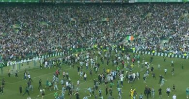 Celtic vs Hearts ends in chaos as players taken to dressing room after pitch invasion | Football | Sport