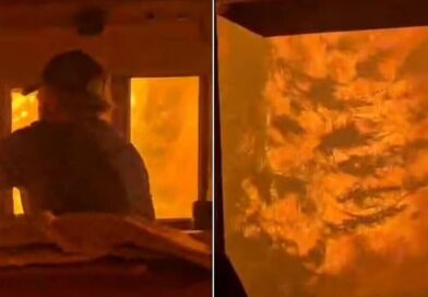 Horrific video shows men trapped inside train caught in wildfire | World | News